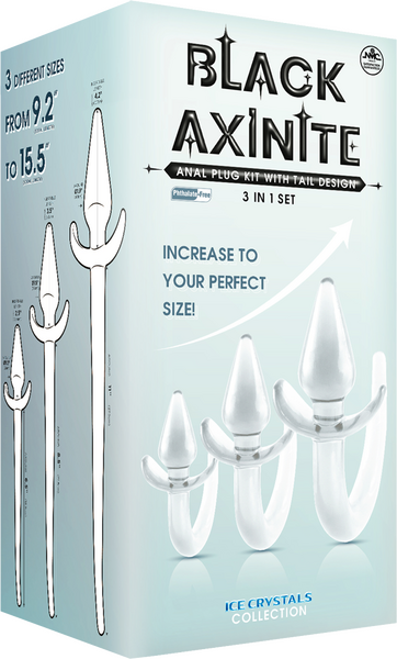 Black Axinite 3 In 1 Unique Design Anal Plug Kit with Tail Butt Plugs
