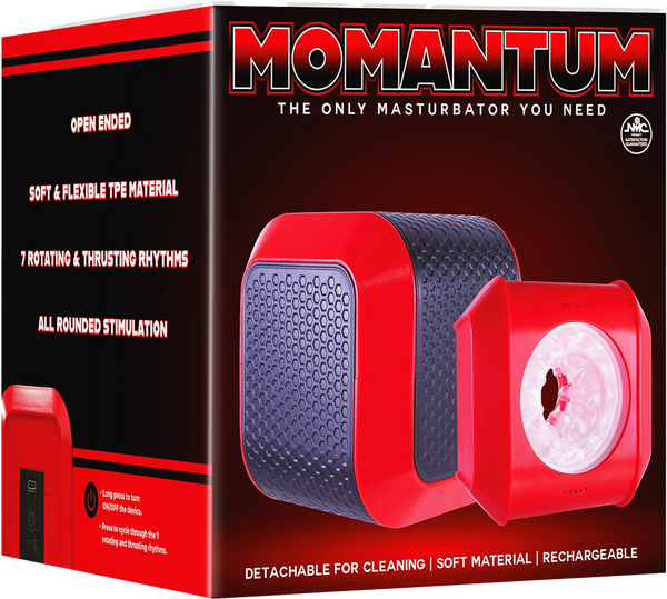 Momantum The Cube Rechargeable Automatic Male Masturbator Red / Black Masturbators and Strokers