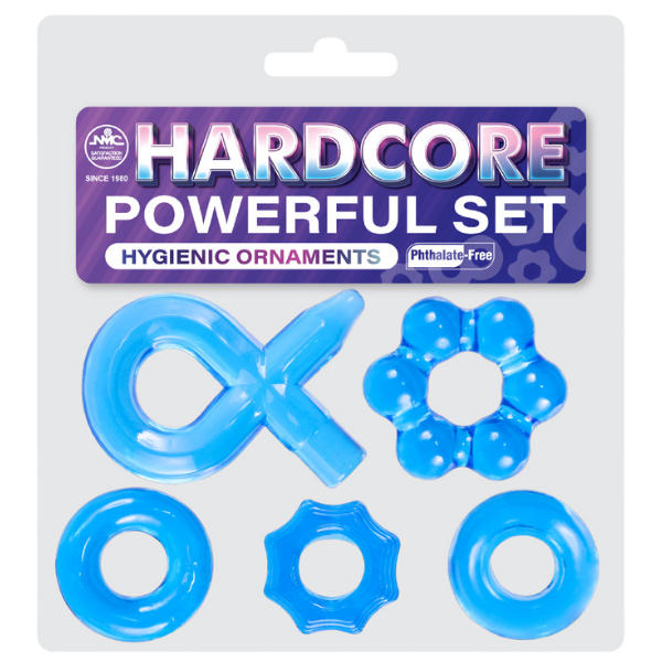 Excellent Power Hardcore Super Stretchy Powerful Cockring Set Blue Stretchy Cock Rings