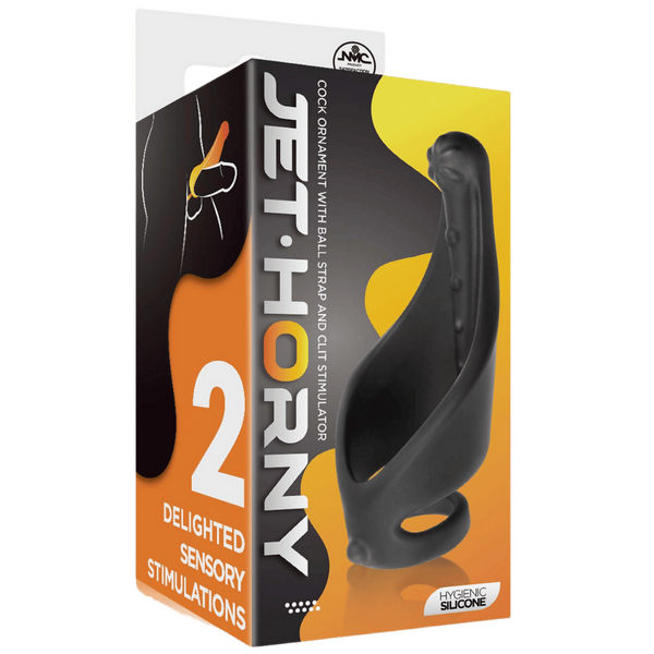 Excellent Power Cock Ring with Strap and Stimulator Black Stretchy Cock Rings