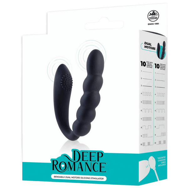 Deep Romance Bendable Dual Motors G Spot Silicone Massager Black G-Spot Vibrators
