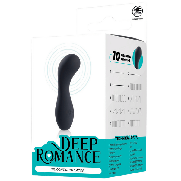 Deep Romance One Touch Control G Spot Silicone Stimulator Black G-Spot Vibrators