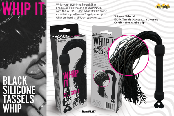 Hott Products Whip It Black Tassel Silicone Tassels Bondage Whip Whips And Crops
