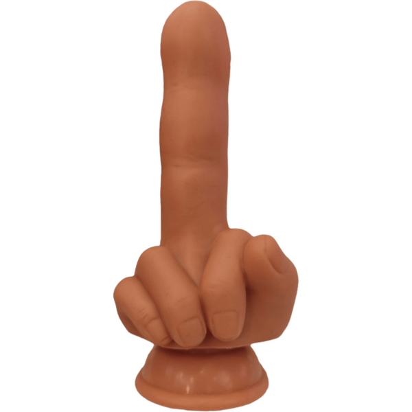 Hott Products Flip Off Finger Shaped Suction Cup Dildo Tan Realistic Dildos