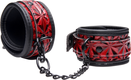 Master Series Crimson Tied Embossed BDSM Play Wrist Cuffs - Cuffs And Restraints