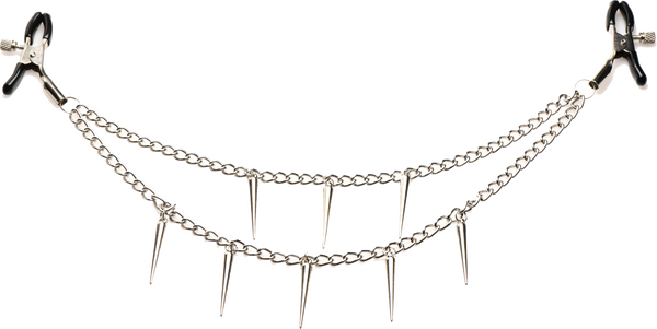 Master Series Daggers Double Chain Fetish Play Nipple Clamps Nipple and Clit Clamps