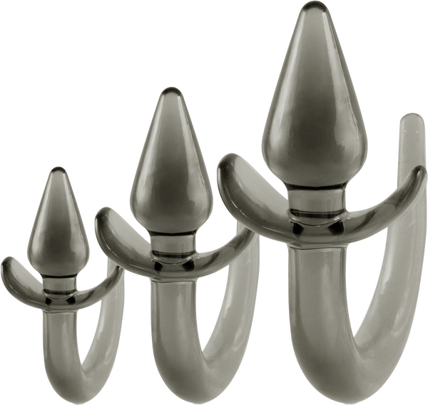 Black Axinite 3 In 1 Unique Design Anal Plug Kit with Tail Butt Plugs
