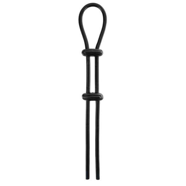 Jet Horny Adjustable Male Cock Ornament with Ball Strap Black Stretchy Cock Rings