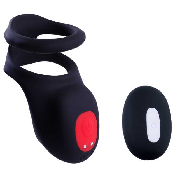 Giga Booster Cock & Scrotal Ring With Clit Stimulator Black Vibrating Cock Rings