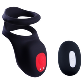 Giga Booster Cock & Scrotal Ring With Clit Stimulator Black Vibrating Cock Rings