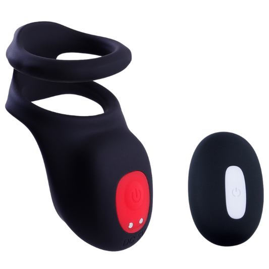 Giga Booster Cock & Scrotal Ring With Clit Stimulator Black Vibrating Cock Rings