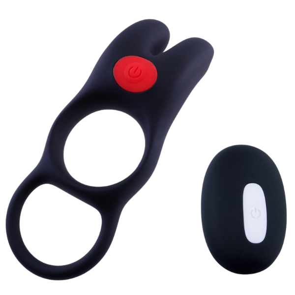 Giga Booster Vibrating Cock & Scrotal Ring With Clit Stimulator Black Vibrating Cock Rings