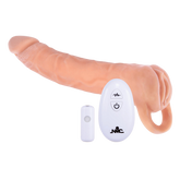 Excellent Power Remote Control Vibrating Penis Extendor 9 Inch Flesh Penis Sleeves and Extenders