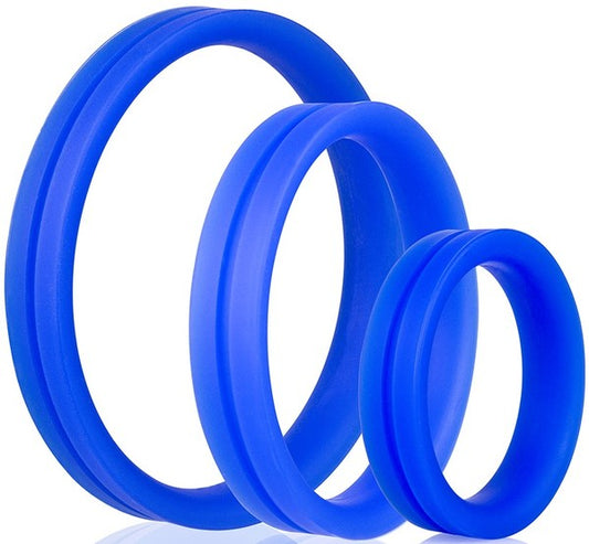 Screaming O RingO Pro X3 Silicone Cock Ring Set Blue - Cock Ring Sets