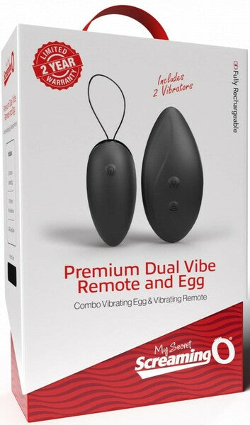 Screaming O Premium Dual Vibe Remote & Love Egg Black Love Eggs and Kegel Exercisers