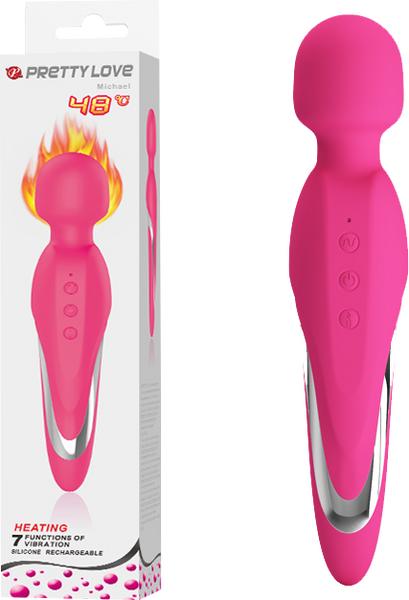 Pretty Love Michael Rechargeable Warming Body Wand Massager Pink Body Wands