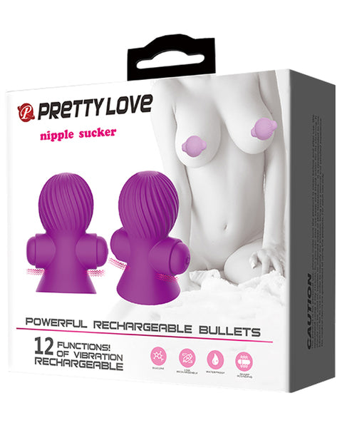 Pretty Love 12 Function Womens Nipple Sucker Purple Nipple and Clit Clamps