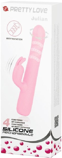 Pretty Love Rechargeable Julian Silicone Rabbit Vibrator Pink Rabbit Vibrators