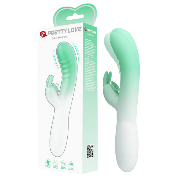 Pretty Love Cerberus 30 Function Vibrating Rabbit Massager Seafoam / White Rabbit Vibrators