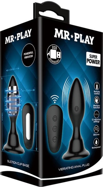 Mr Play High Quality Remote Control Vibrating Anal Plug Black Butt Plugs
