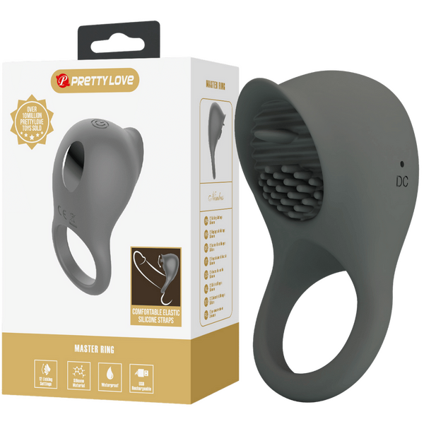 Pretty Love Nimbus 12 Function Master Vibrating Cock Ring Grey Vibrating Cock Rings