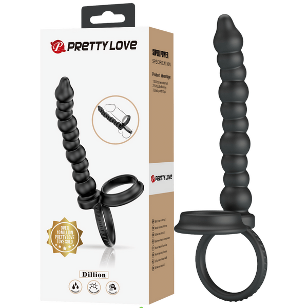 Pretty Love Dillion Anal Beads With Cock Ring Black Anal Beads and Balls