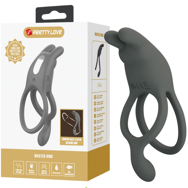 Pretty Love Seth Master Vibrating Cock Ring Grey Vibrating Cock Rings