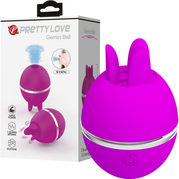 Pretty Love Gemini Ball Shape Rechargeable Clitoral Vibrator Purple Clit Ticklers and Pulsators