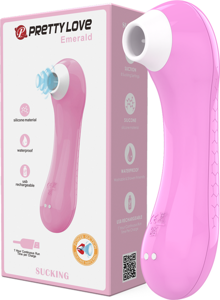 Pretty Love Rechargeable Sucking Emerald Clitoral Massager Light Pink Clit Ticklers and Pulsators