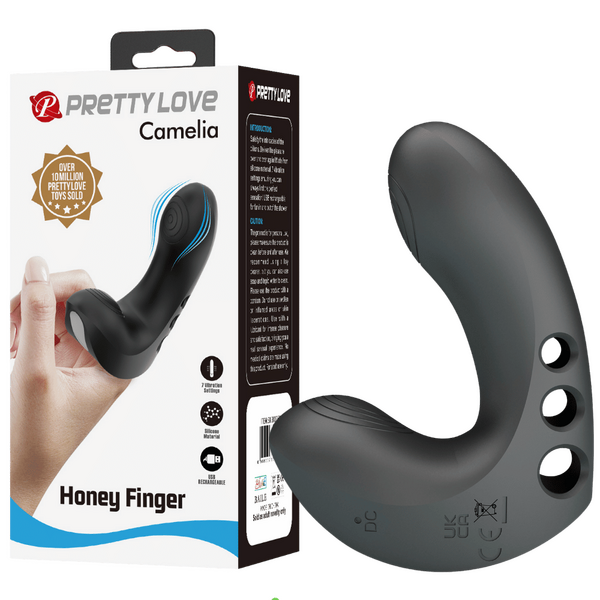 Pretty Love Camelia Honey Finger Adult Massager Black Finger and Tongue Vibrators
