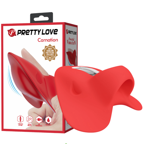Pretty Love Carnation Rechargeable Finger Vibrator Red Finger and Tongue Vibrators