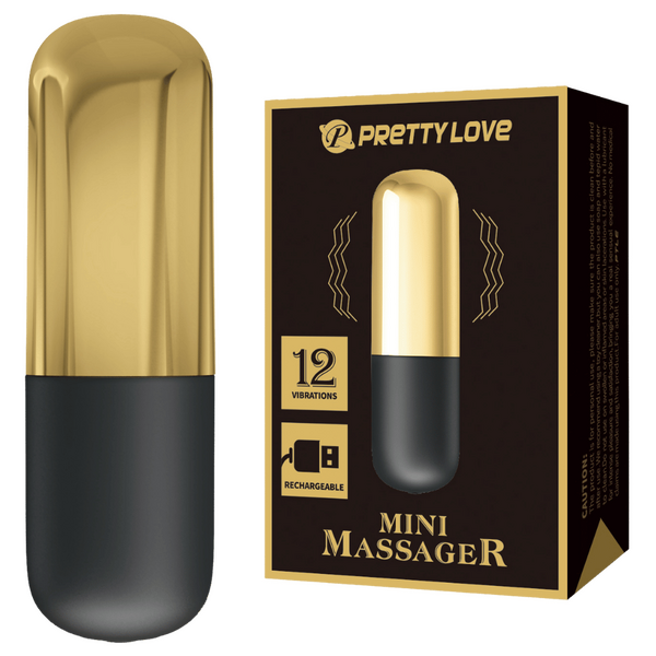 Pretty Love Rechargeable 12 Function Mini Bullet Massager Gold Bullet Vibrators