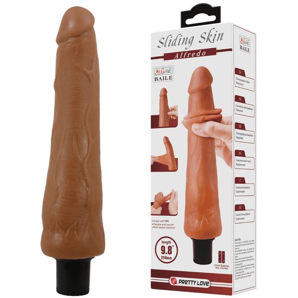 Pretty Love Alfredo 9.8 Inch Realistic Vibrating Cock Tan Vibrating Dildos