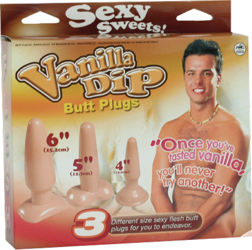 Excellent Power Vanilla Dip Butt Plugs Set Flesh Butt Plugs