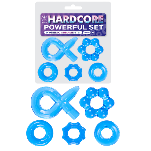 Excellent Power Hardcore Super Stretchy Powerful Cockring Set Blue Stretchy Cock Rings