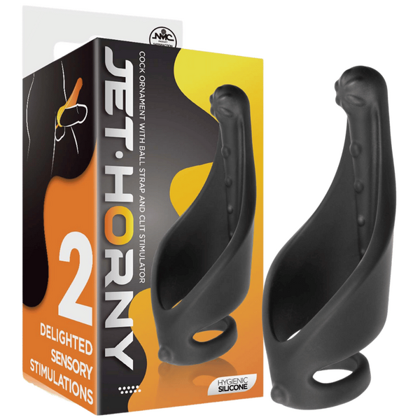 Excellent Power Cock Ring with Strap and Stimulator Black Stretchy Cock Rings