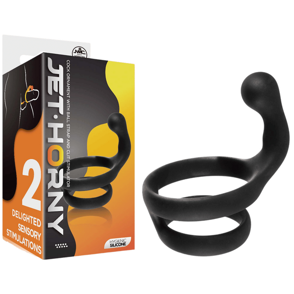 Excellent Power Cock Ring with Clitoral Stimulator Black Stretchy Cock Rings