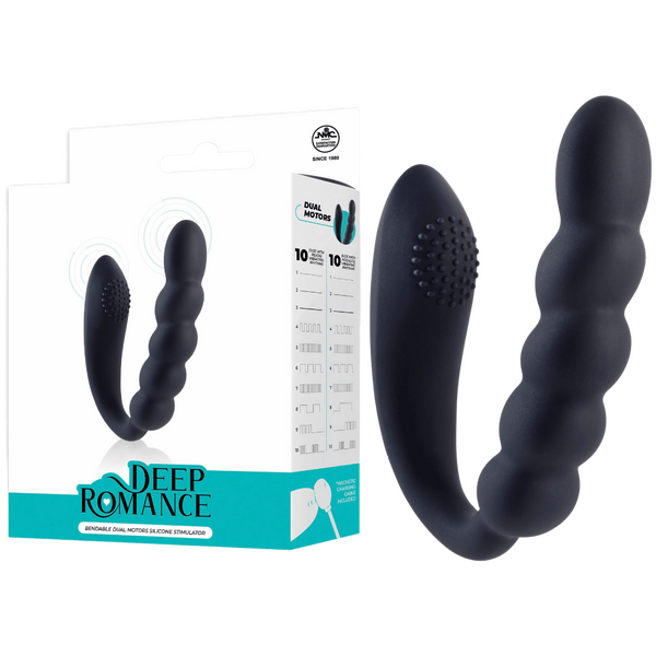 Deep Romance Bendable Dual Motors G Spot Silicone Massager Black G-Spot Vibrators
