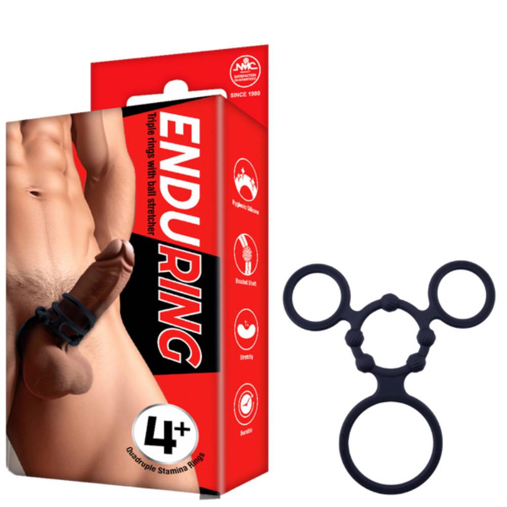 Enduring Silicone Triple Ring With Ball Stretcher Ball Stretchers and Crushers