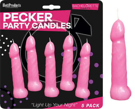 Hott Products Bachelorette Pecker Party Candle 5 Pack Pink Party Gifts and Novelties