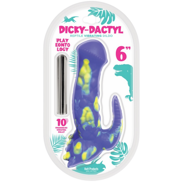 Hott Products Dicky Dactyl 6 Inch Viobrating Dong Purple Vibrating Dildos