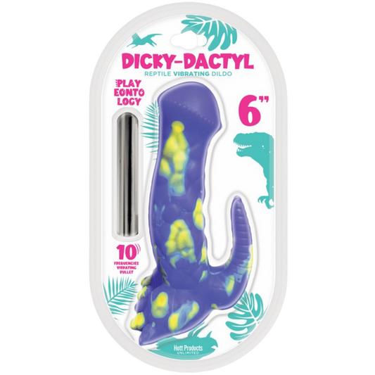 Hott Products Dicky Dactyl 6 Inch Viobrating Dong Purple Vibrating Dildos