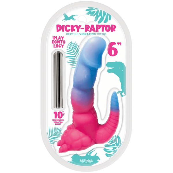 Hott Products Dicky-Raptor 6 Inch Vibrating Dildo Pink/Blue Vibrating Dildos