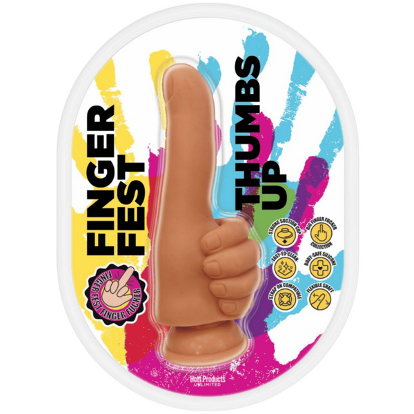 Hott Products Thumbs Up Finger Shaped Dildo Tan Realistic Dildos