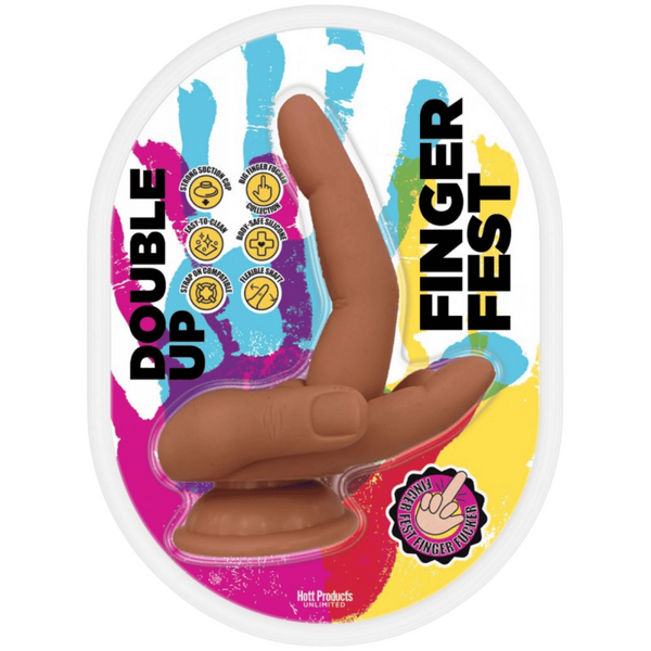 Hott Products Double Up Finger Shape Silicone Dildo Tan Realistic Dildos
