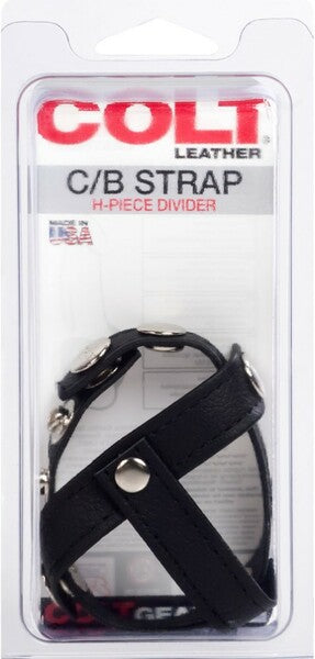 Colt Leather Cock and Ball Strap H-Piece Divider Stretchy Cock Rings