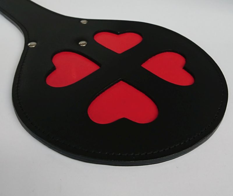 Leather Spanking Paddle with Red Hearts Paddles And Slappers