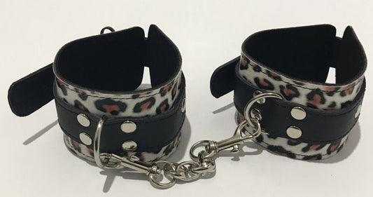 Hell's Couture Wild Leopard Print Wrist Cuffs - Unleash Your Inner Feline - Cuffs and Restraints