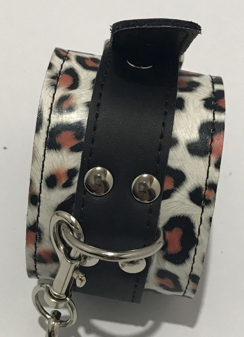 Hell's Couture Wild Leopard Print Wrist Cuffs - Unleash Your Inner Feline Cuffs and Restraints