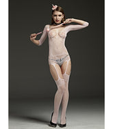 Rimes Blush Bodysuit with Attached Garter Stockings Default Title Her Fetish